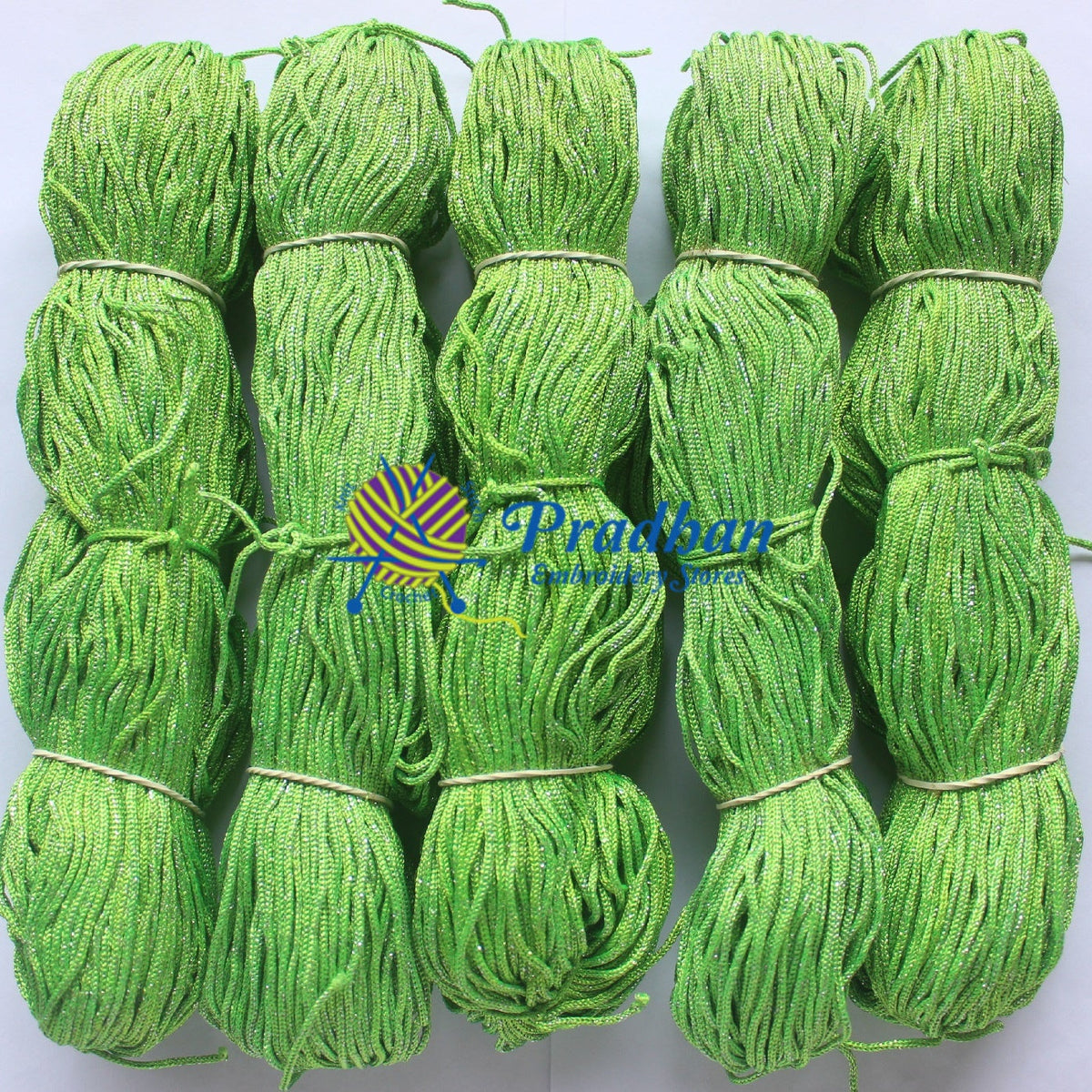 Purse Thread (Hanks) J22 Lime Green Silver Jari(1.0mm)