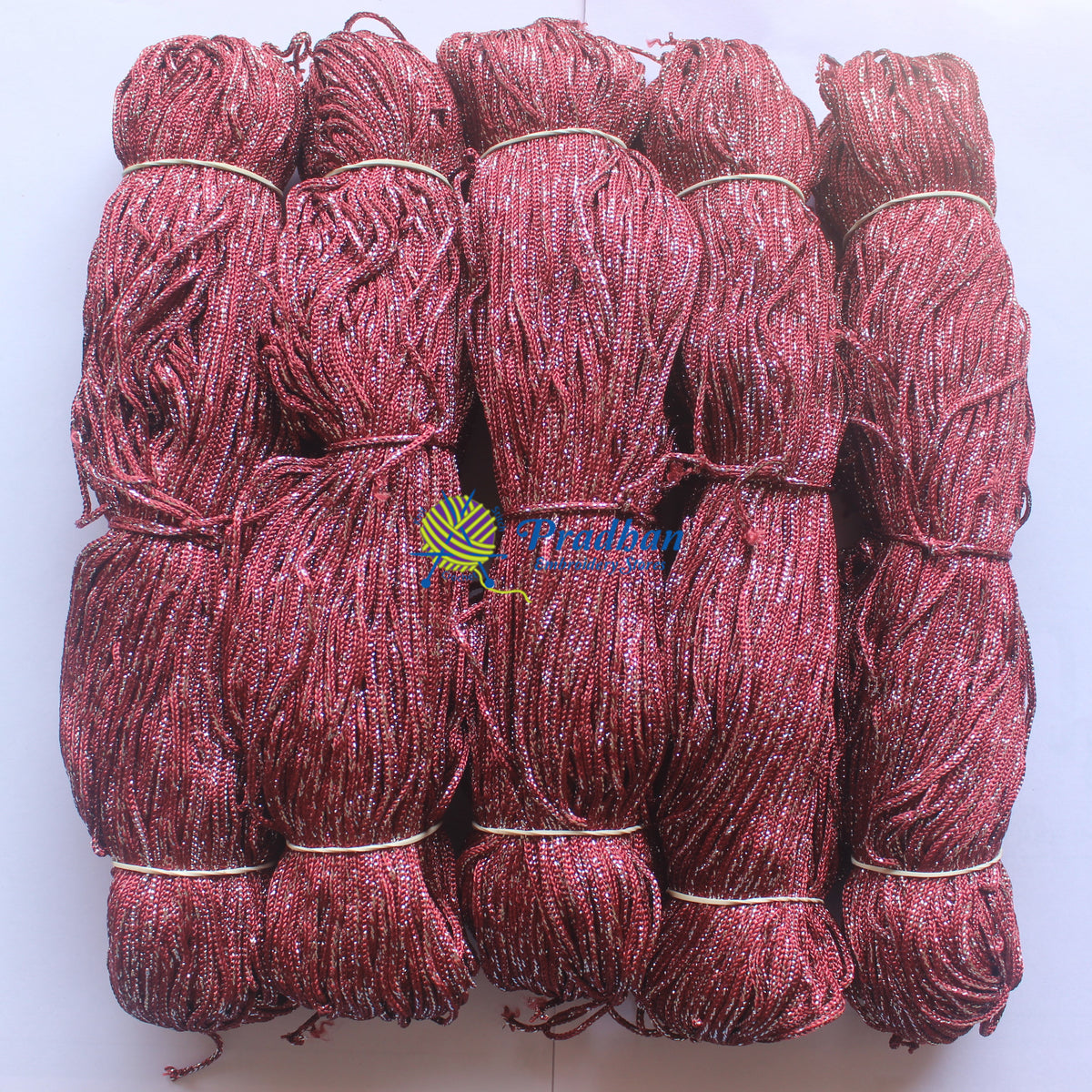 Purse Thread (Hanks) J9 Maroon Silver Jari(1.0mm)