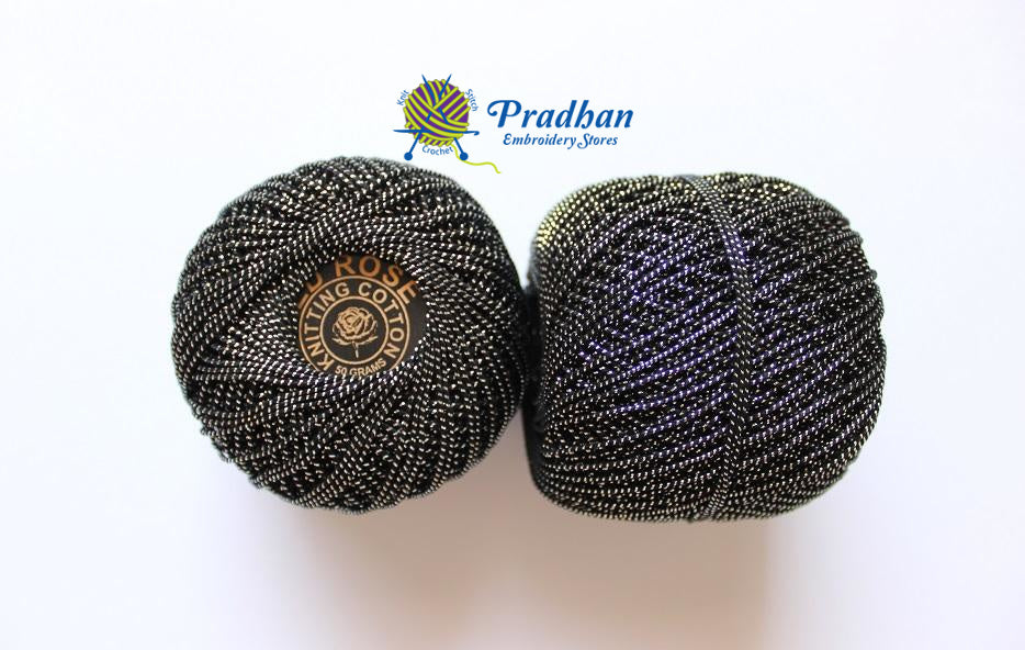 Metallic Knitting Cotton MKCBlack Silver