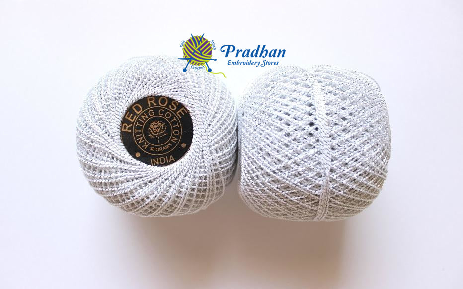 Metallic Knitting Cotton MKCWhite Silver