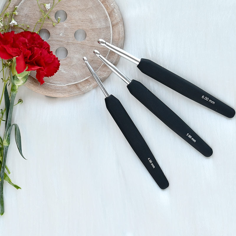 Silver Aluminium Hook with black soft feel handle - Single Ended