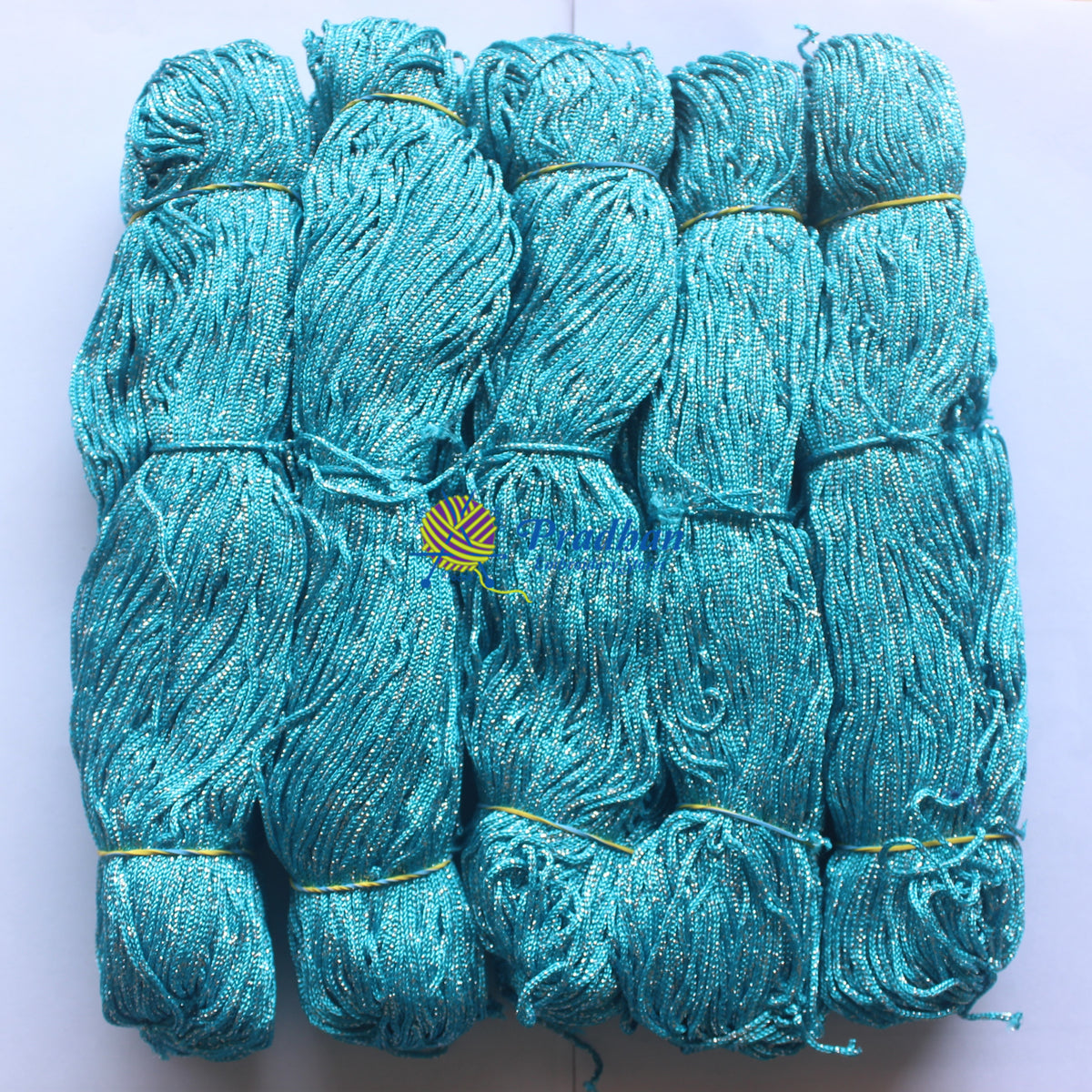 Purse Thread (Hanks) J24 Lt. Firozi Silver Jari(1.0mm)